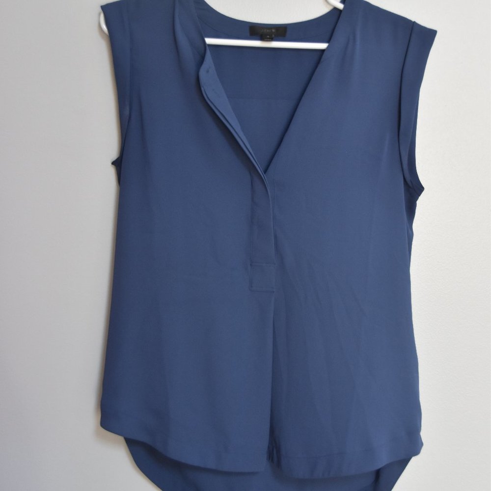 J Crew Blue No-Sleeved Blouse Size 4